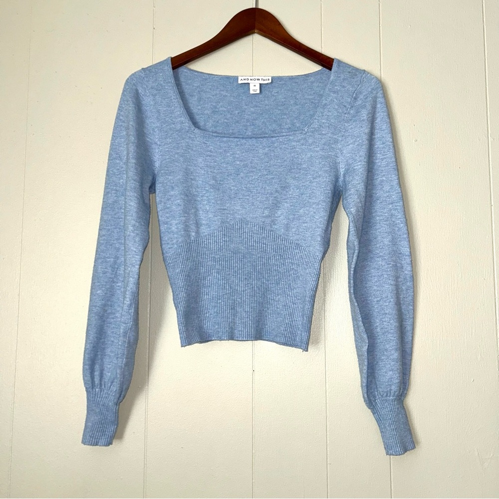 Light Blue Square Neck‎ Sweater